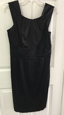 Calvin Klein Black Dress Size 8 Satin Stretch Sleeveless Classic