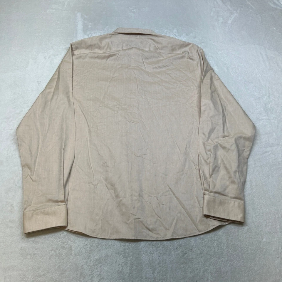 Camisa Michael Kors Passport Calce Ajustado Para Hombres Grande 16-16.5 Tostado Tostado Algodón Lino NUEVA Foto 3 de 4