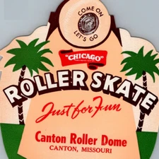 1950s Canton Roller Dome Skating Rink Sticker Label Decal Lewis County Missouri