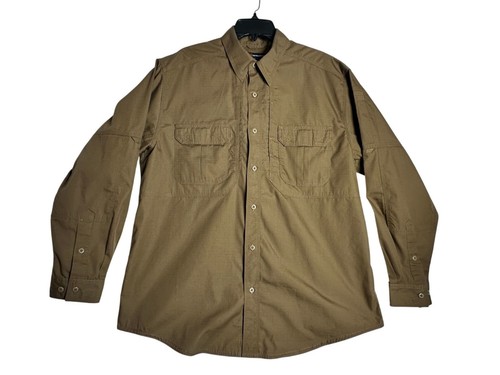 5.11 Tactical L/S Brown Vented Button Down Shirt Mens Large