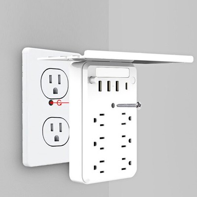 6-Outlet Wall Power Strip With Night Light For Home BAK