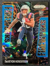 2025 Panini Prizm Fireworks Blue Ice #24 TreVeyon Henderson RC Rookie 60/99