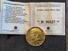 1969 50c Kennedy 40%Silver Half -24k Gold Plated with certificate authority