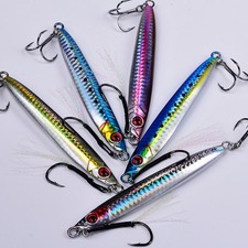 5 Pack Metal Jig Lure Shore Casting Spoon Jigging Bass Saltwater Fishing 14-100g