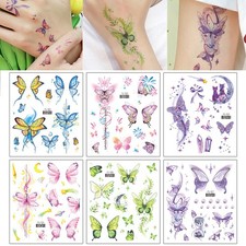 Body Arm Art Temporary Tattoo Face Tattoo Watercolor Floral Butterfly Sticker  