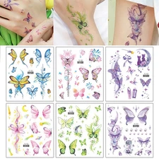 Body Arm Art Temporary Tattoo Face Tattoo Watercolor Floral Butterfly Sticker ☾