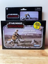 Star Wars Vintage Collection Speeder Bike Scout Trooper & Grogu 3.75  In Hand