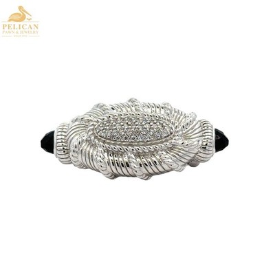 Judith Ripka Black Onyx, CZ Brooch Pin & Pendant Sterling Silver 925 (PSH035751)