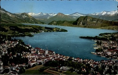 Aerial View Luzern Switzerland vintage postcard y247