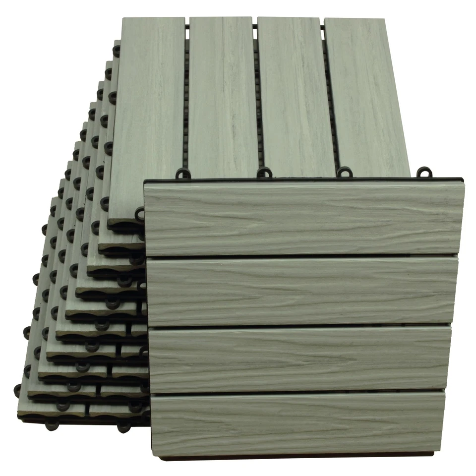 WPC Fliesen mit 3D Maserung Holzfliese Terrasse Balkonboden LAGERABVERKAUF - Bild 2 von 4