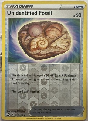 Unidentified Fossil Reverse Holo Uncommon Silver Tempest 165/195 Pokemon NM
