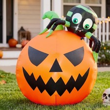4FT Halloween Inflatable Spider and Pumpkin Blow up Outdoor Yard Decoration  Bl