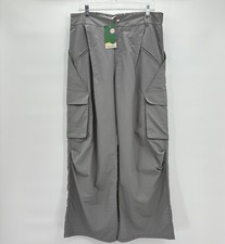 Halara Womens Wide Leg Casual Cargo Pants Gray Nylon Active Gorpcore Large NWT