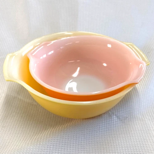 Set of 2 Vintage GlasBake Mixing Bowls (Pyrex-Like) - Made in USA