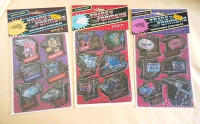 VINTAGE Transformers 1984 PUFFY STICKERS Switchable Stickables Style 2-3-4