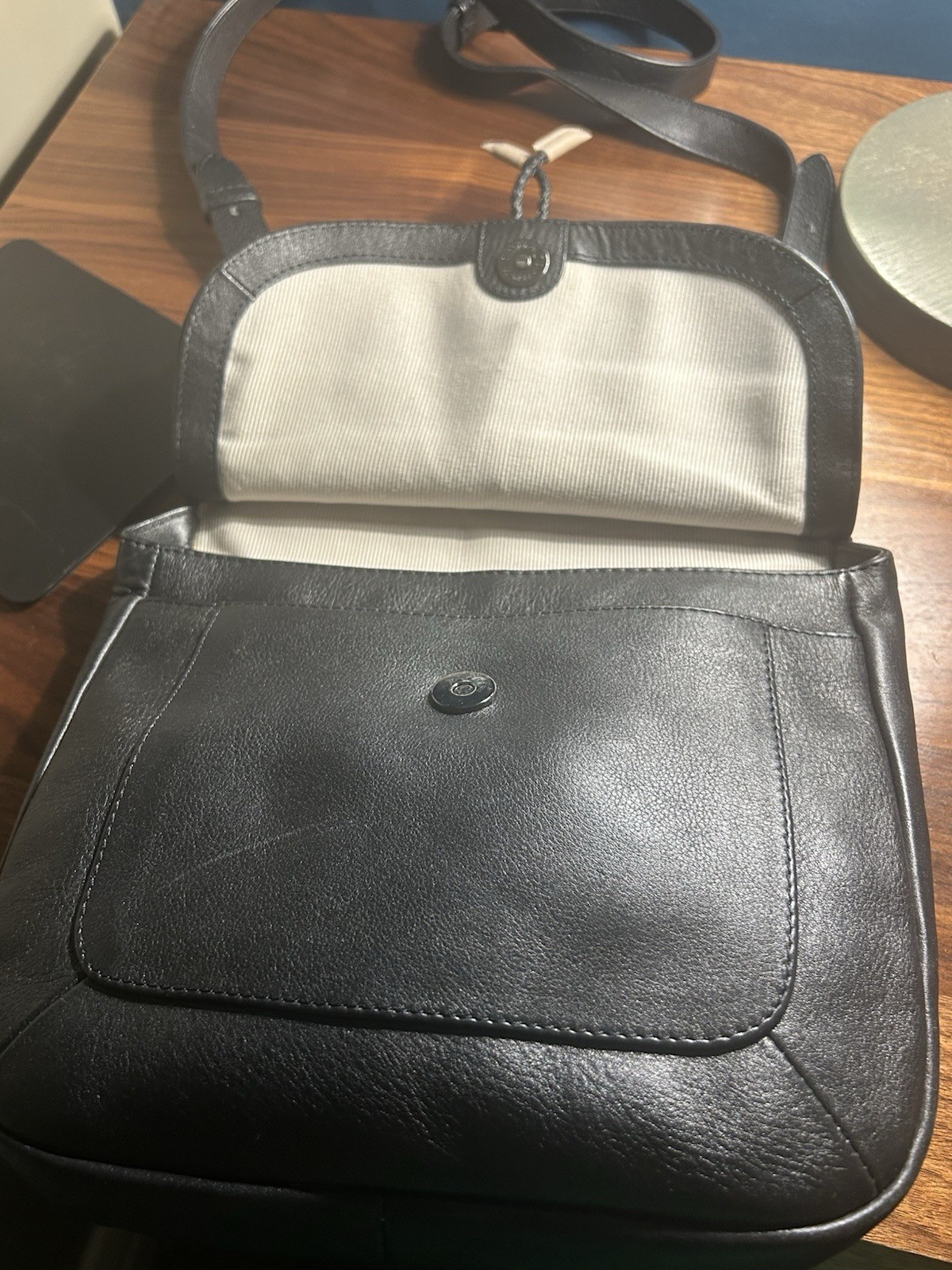 Radley London Oakham Small Black Leather Cross Body Flap Bag with Toggles. VGC image 8