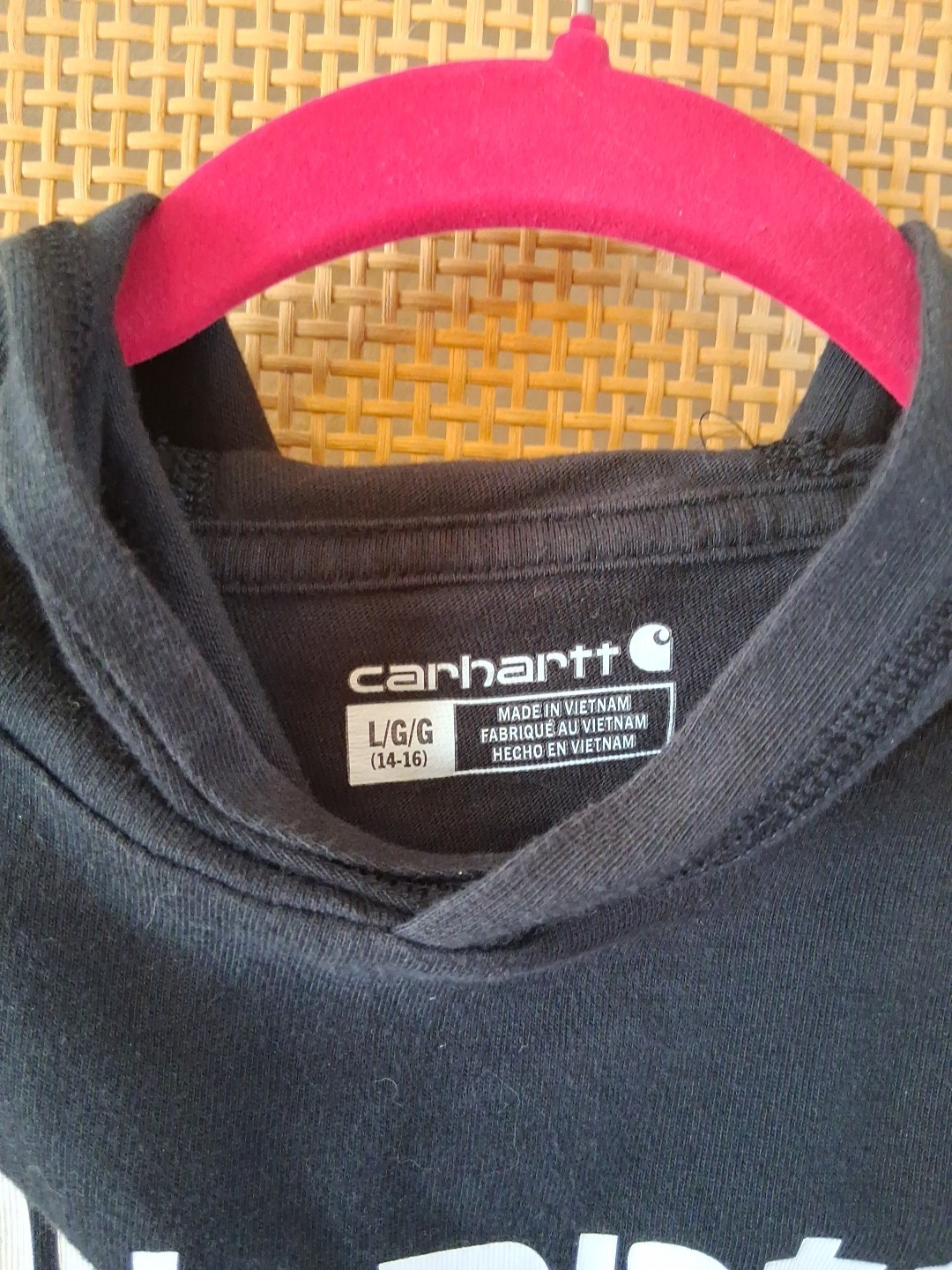Carhartt Youth Long Sleeve T-Shirt Black Hooded 100% Cotton 14/16 thumbnail 5