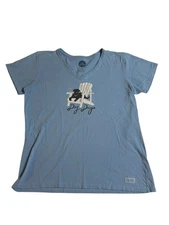 Life Is Good Crusher Tee T-shirt Vneck Dog Days Light Blue Women’s Large LG
