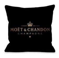 MOET & CHANDON Cushion Cover 45 x 45 Pillow Case New Gift Champagne BLACK