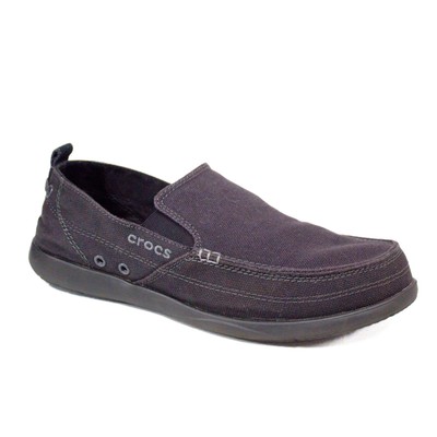 Crocs Black and Charcoal Leather and Canvas Slip on Loafers Crocs Canvas Loafer Unisex Kids main image 3