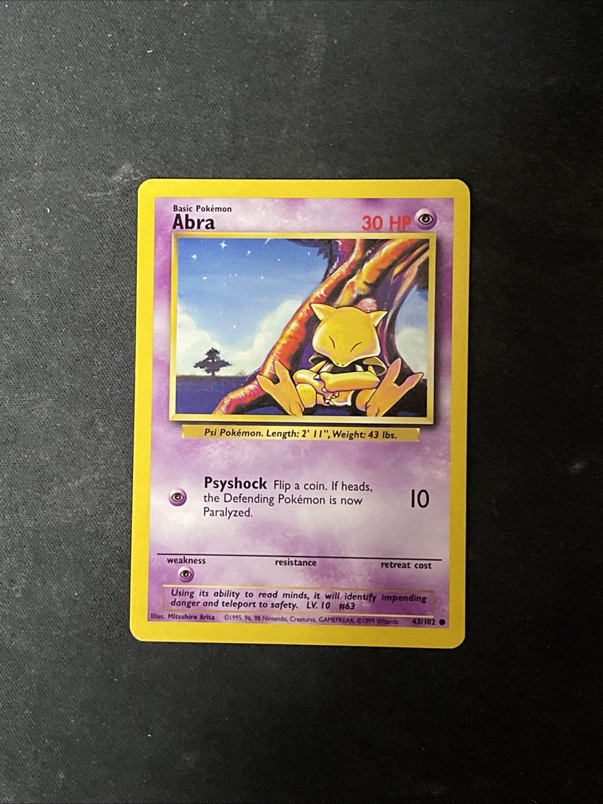 Abra 43/102 Base Set Common Pokemon Card Unlimited Edition WOTC D50