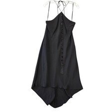 Jones New York Black Sultry Midi Strappy Halter Beaded Tassel Women Plus Size 16