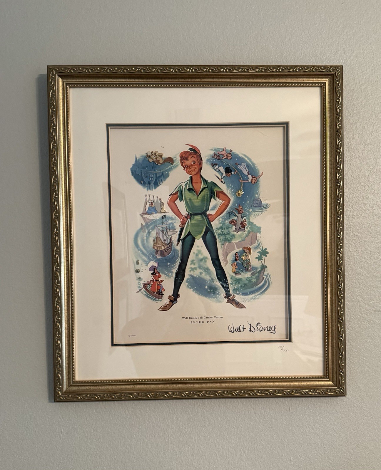 Walt Disney Gallery - 50th Anniversary Peter Pan Framed Pin Set - LE 1000 - RARE