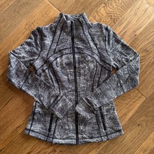 Lululemon Black White Define Jacket Full Zip Up Athletic Sz 8 Thumb Hole Vented