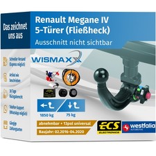 ANHÄNGERKUPPLUNG für Renault Megane 16-20 abnehmbar WESTFALIA +13pol E-Satz ABE