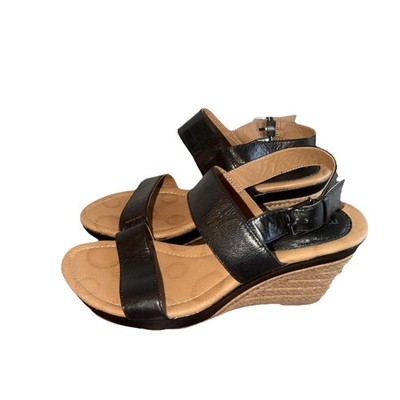 Montana Artisan Crafted 4306101 Women's Black Leather Wedge Sandal Size 9 M