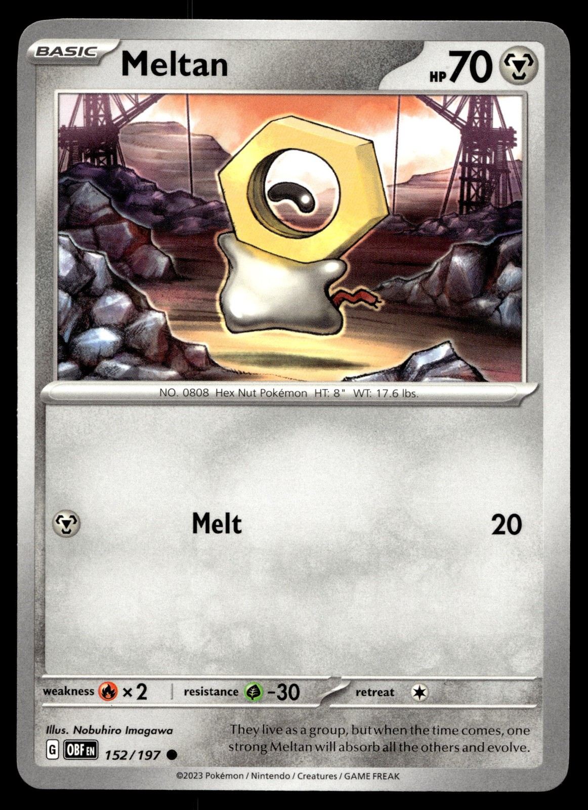 Meltan 152/197 Pokemon SV03: Obsidian Flames Non Holo