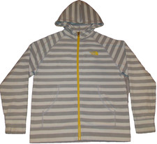The North Face Boys Size Large 14-16 Gray Striped Fleece Full Zip Hoodie Jacket
