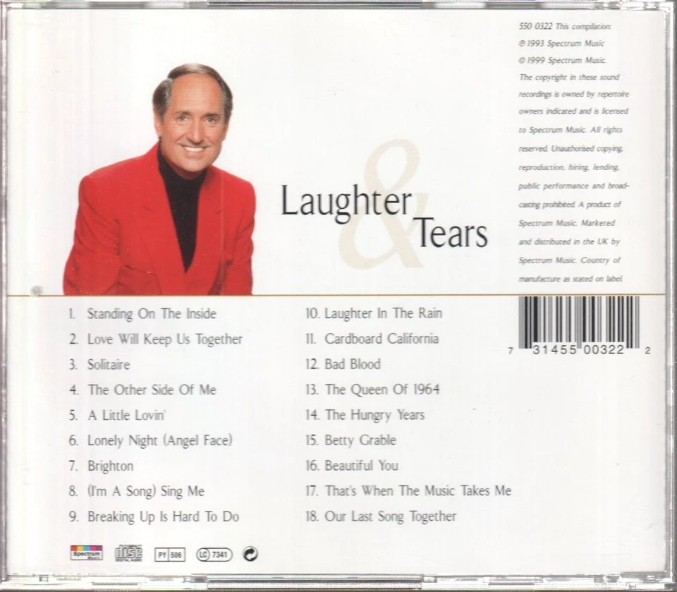 Neil Sedaka Lachen & Tränen CD UK Spectrum 5500322 - Bild 2 von 2