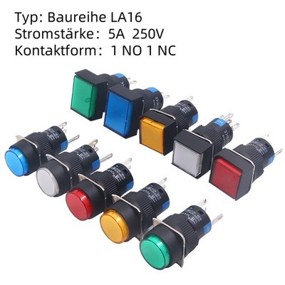 16mm Druckschalter Druck Taster Schalter Push Button Switch 5A 250V LED ON/OFF