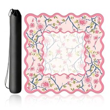Scalloped Mahjong Mat with Storage Bag, 33 x 33 Widened and Thickened