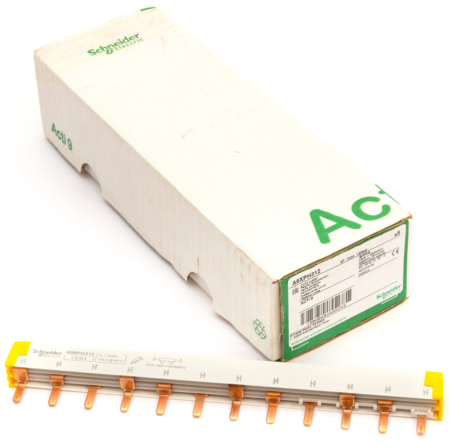 Schneider ACTI9 A9XPH312 Comb Busbar TP 12 Mod 100A 100 AMP 12 Mod Modules 3P