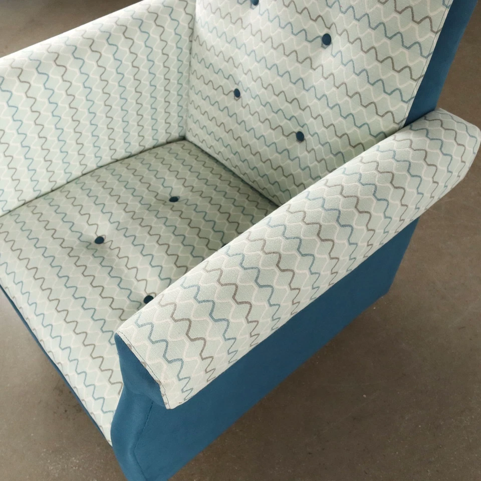 Sillón Vintage Colección Prisma Tela Metal Italia Años 50-60 Restaurado Foto 3 de 4