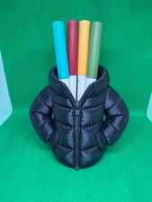 3D printed Puffer Jacket pen holder desk tidy teacher gifts office school black