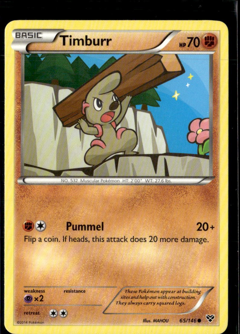 Pokemon Timburr 65/146 XY Base Set Non Holo Common  2 Card Lot LP