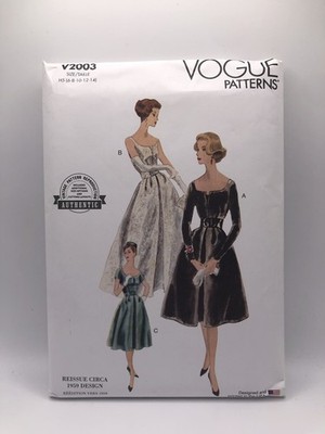 Vogue 2003 Reissue Circa 1959 Design Dress Petticoat Pattern 6-14 Bridal Wedding
