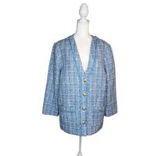 NEW Talbots Blue Tweed Blazer with Gold Buttons Size 6