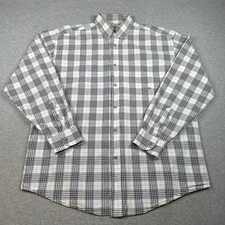Vintage Wrangler Riata Button-Down Shirt Men’s L Navy & White Plaid Long-Sleeve