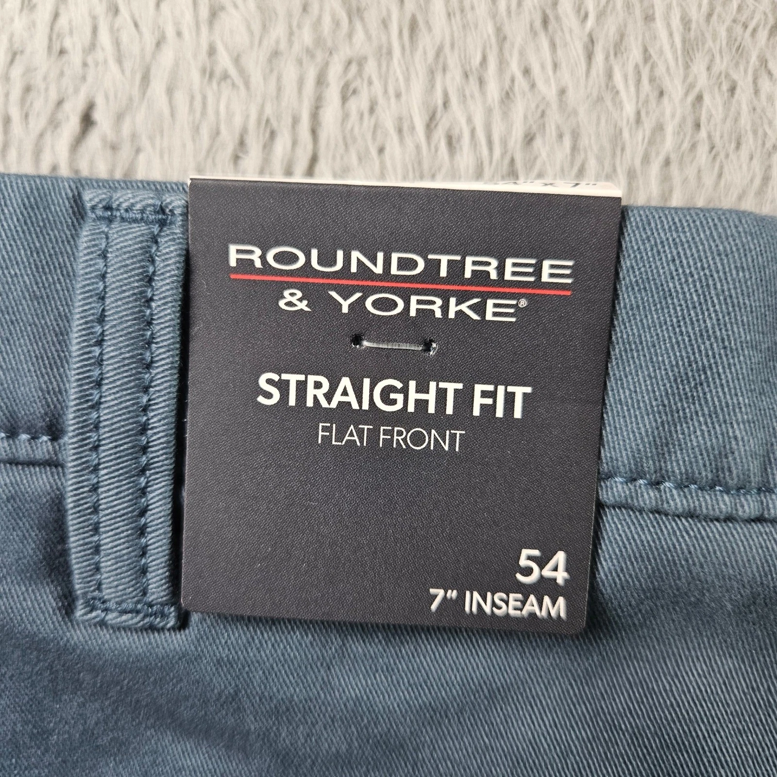 Roundtree & Yorke Mens 54x7 The Cloud Short Straight Fit Flat Frnt Blue Gray NEW
