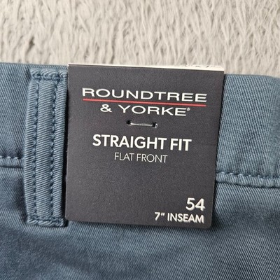 Roundtree & Yorke Mens 54x7 The Cloud Short Straight Fit Flat Frnt Blue Gray NEW