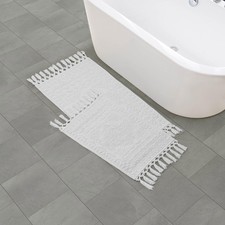 2 PCS Nellore Bath Rugs Set Woven Beaded Durable Thick 17x28 20x38 White