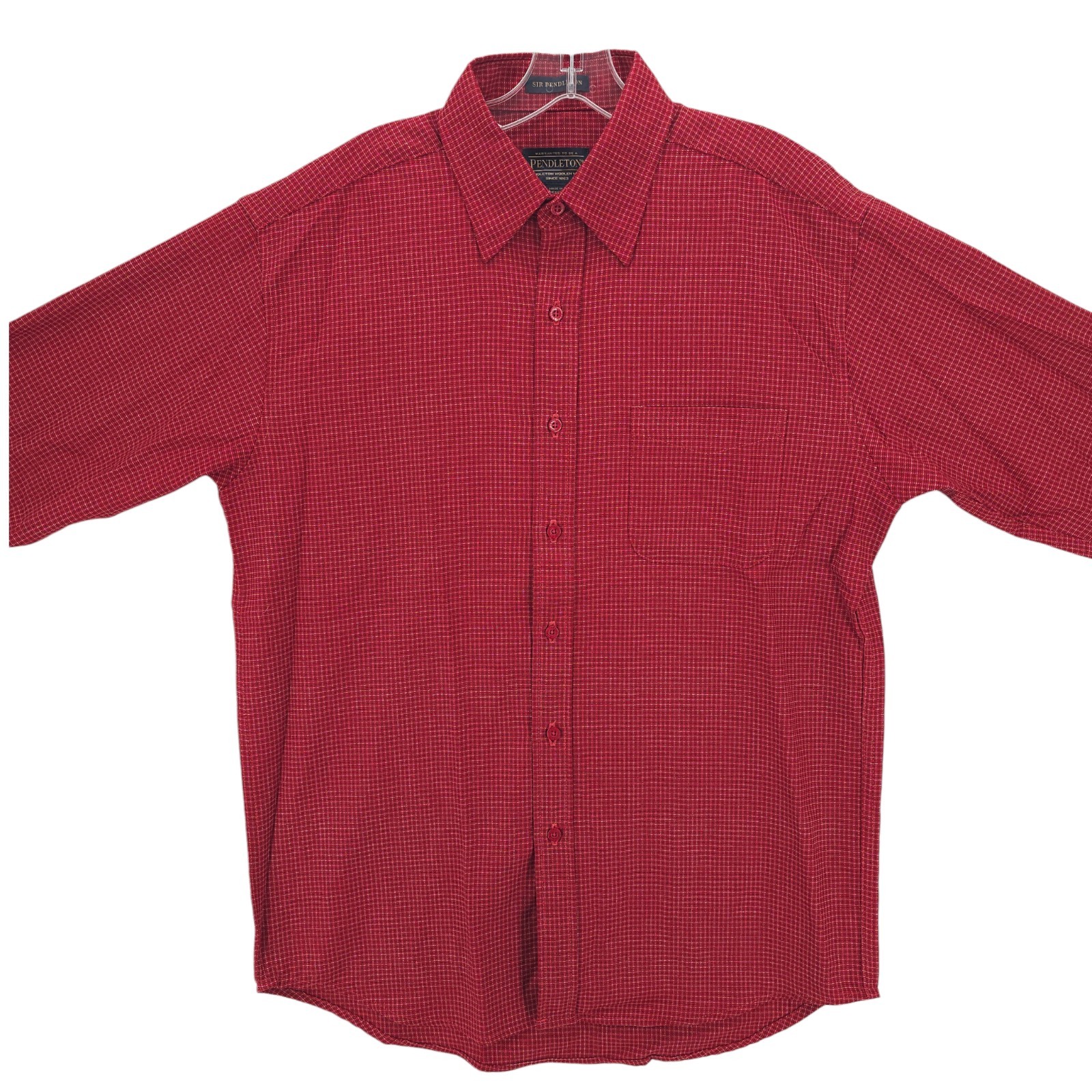 PENDLETON Sir Pendleton Red Check 100% Wool Long … - image 3