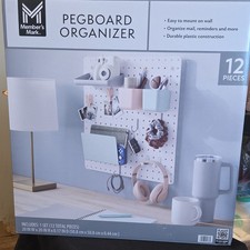 Member's Mark Pegboard Organizer 12 Piece Plastic Wall Mount Shelves Bins