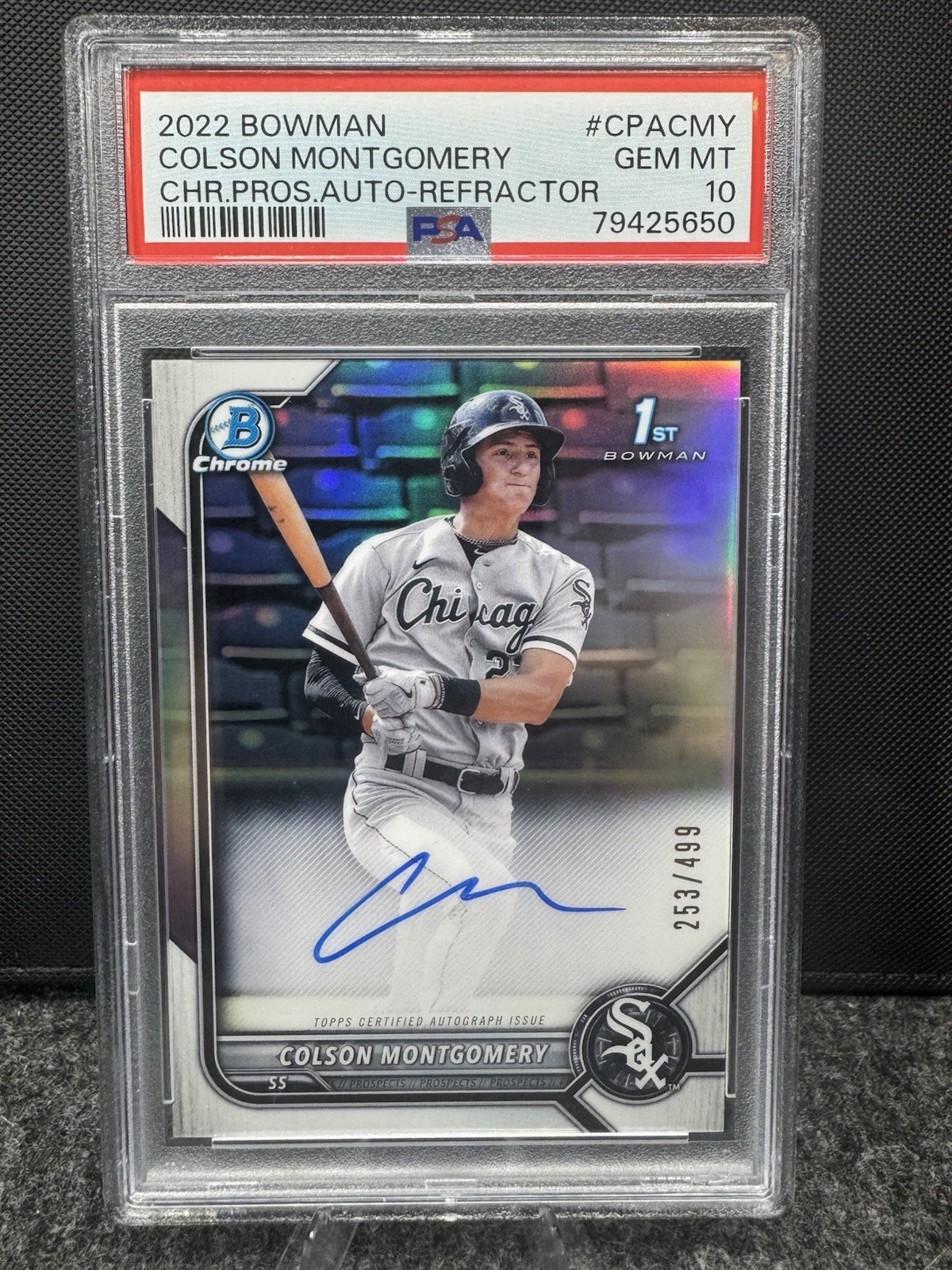 Colson Montgomery 2022 1st Bowman Chrome Auto Refractor /499 PSA 10 White Sox