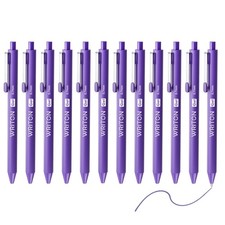 Retractable Gel Pens, Comfort Barrel, 0.7mm Fine Point, Purple Ink, 12 Pack  