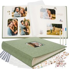 12x12" Scrapbook Photo Album with Writing Space 100 Pages Grass Green